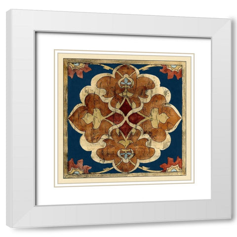 Vintage Woodblock III White Modern Wood Framed Art Print with Double Matting by Zarris, Chariklia