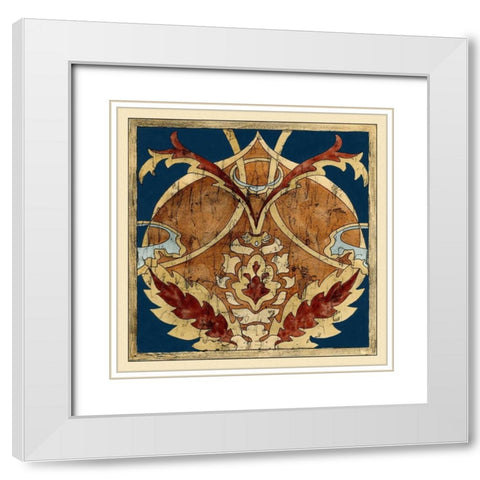 Vintage Woodblock V White Modern Wood Framed Art Print with Double Matting by Zarris, Chariklia