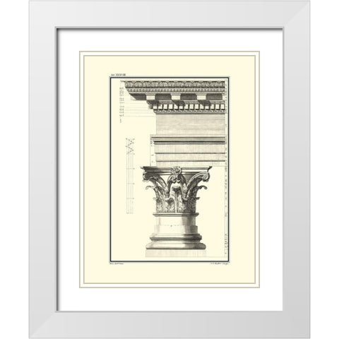 B and W Column and Cornice I White Modern Wood Framed Art Print with Double Matting by Borra, Giovanni
