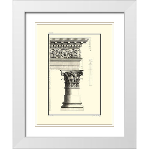 B and W Column and Cornice IV White Modern Wood Framed Art Print with Double Matting by Borra, Giovanni