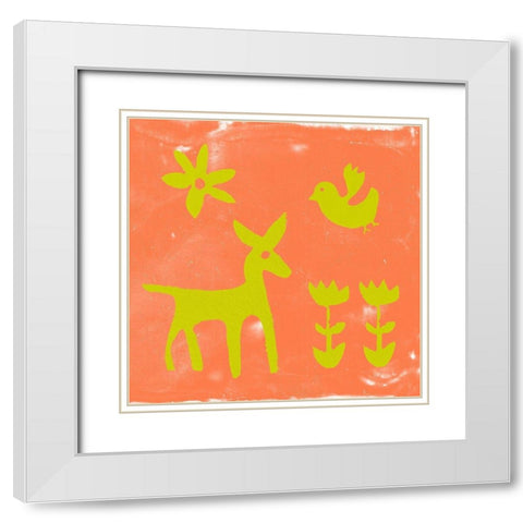 Otomi Tile III White Modern Wood Framed Art Print with Double Matting by Studio W