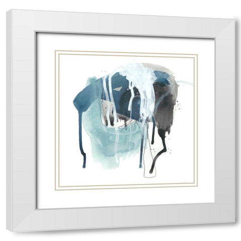 Incidental Indigo VI White Modern Wood Framed Art Print with Double Matting by Vess, June Erica