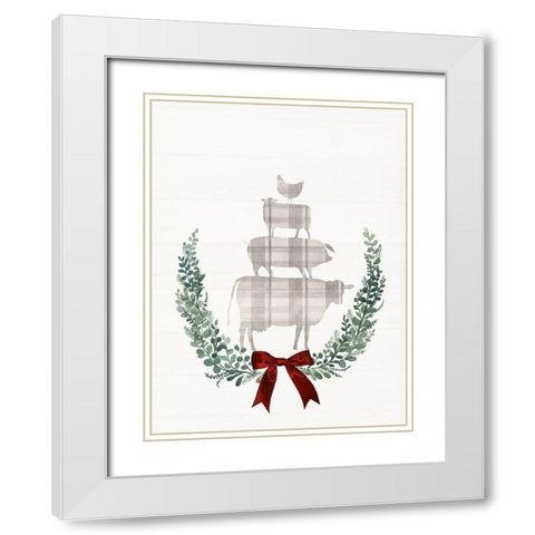 Yuletide Animals I White Modern Wood Framed Art Print with Double Matting by Borges, Victoria