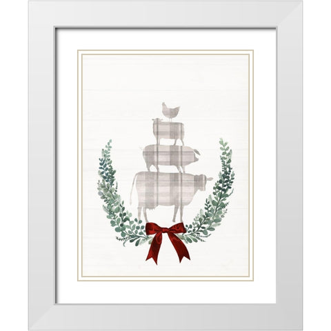 Yuletide Animals I White Modern Wood Framed Art Print with Double Matting by Borges, Victoria