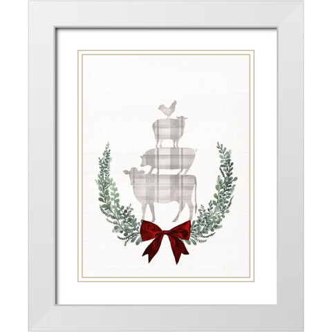 Yuletide Animals II White Modern Wood Framed Art Print with Double Matting by Borges, Victoria