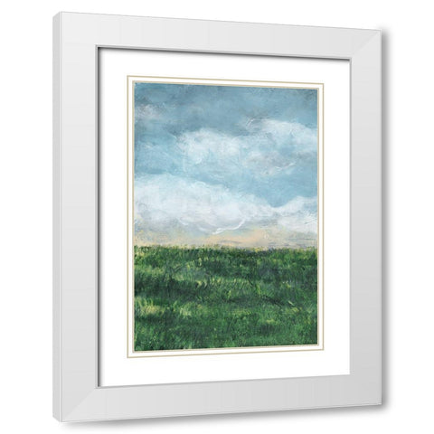 Verdant Fields I White Modern Wood Framed Art Print with Double Matting by Chandler, Sharon