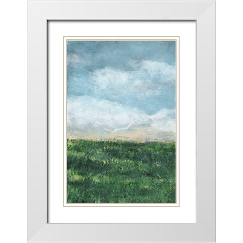 Verdant Fields I White Modern Wood Framed Art Print with Double Matting by Chandler, Sharon