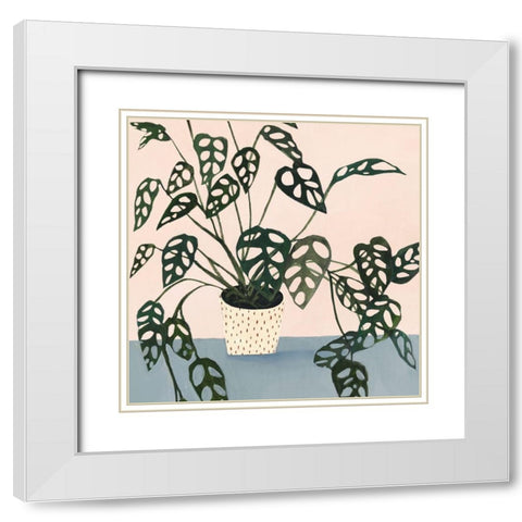 Houseplant I White Modern Wood Framed Art Print with Double Matting by Borges, Victoria