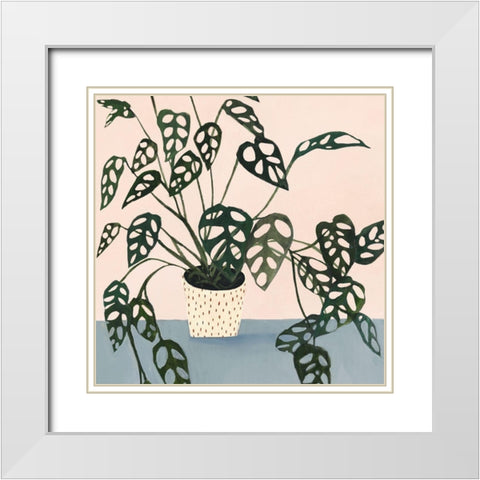 Houseplant I White Modern Wood Framed Art Print with Double Matting by Borges, Victoria