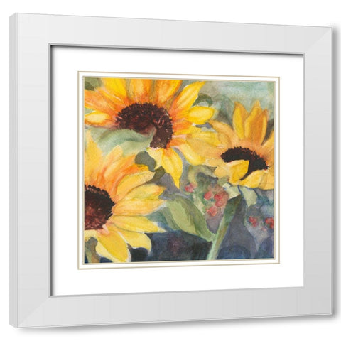 Sunflowers in Watercolor II White Modern Wood Framed Art Print with Double Matting by Iafrate, Sandra