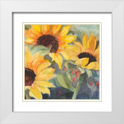 Sunflowers in Watercolor II White Modern Wood Framed Art Print with Double Matting by Iafrate, Sandra