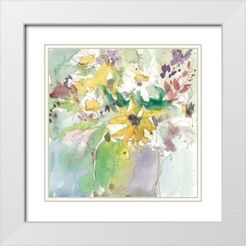 Daisy Vase II White Modern Wood Framed Art Print with Double Matting by Dixon, Samuel
