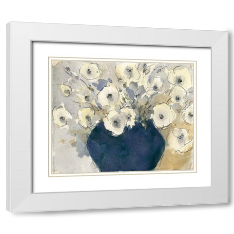 White Blossom Study II White Modern Wood Framed Art Print with Double Matting by Dixon, Samuel