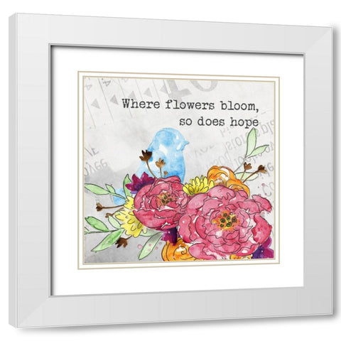 Bloom and Fly I White Modern Wood Framed Art Print with Double Matting by McGuire, Catherine