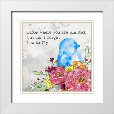 Bloom and Fly II White Modern Wood Framed Art Print with Double Matting by McGuire, Catherine