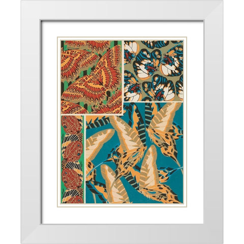 Decorative Butterflies IV White Modern Wood Framed Art Print with Double Matting by Seguy, Eugene