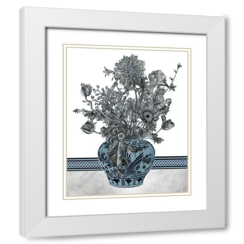 Bouquet in China II White Modern Wood Framed Art Print with Double Matting by Wang, Melissa