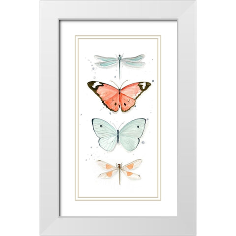 Summer Butterflies I White Modern Wood Framed Art Print with Double Matting by Parker, Jennifer Paxton