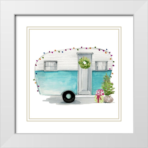 Christmas Cars II White Modern Wood Framed Art Print with Double Matting by Parker, Jennifer Paxton