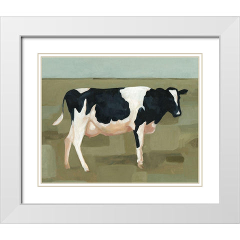 Bovine Portrait I White Modern Wood Framed Art Print with Double Matting by Scarvey, Emma