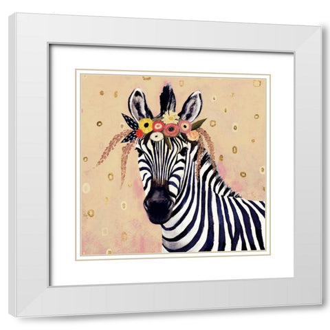 Klimt Zebra II White Modern Wood Framed Art Print with Double Matting by Borges, Victoria
