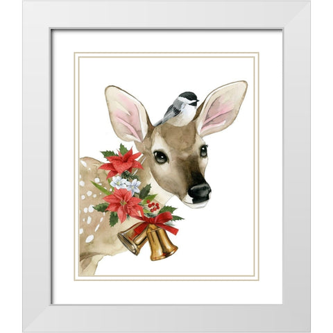 Deer Christmas I White Modern Wood Framed Art Print with Double Matting by Popp, Grace
