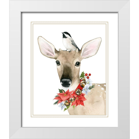 Deer Christmas II White Modern Wood Framed Art Print with Double Matting by Popp, Grace