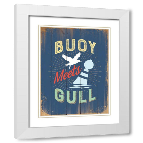 Punny Coastal IV White Modern Wood Framed Art Print with Double Matting by Brando, J.J.