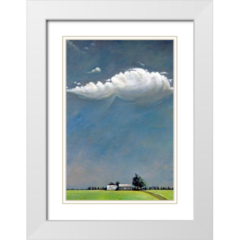 Watermill White Modern Wood Framed Art Print with Double Matting by Romm, Steven