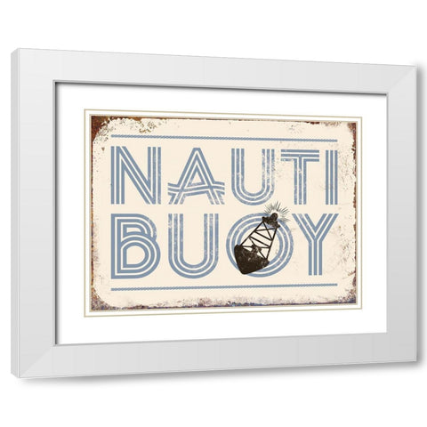 Punny Nautical V White Modern Wood Framed Art Print with Double Matting by Brando, J.J.