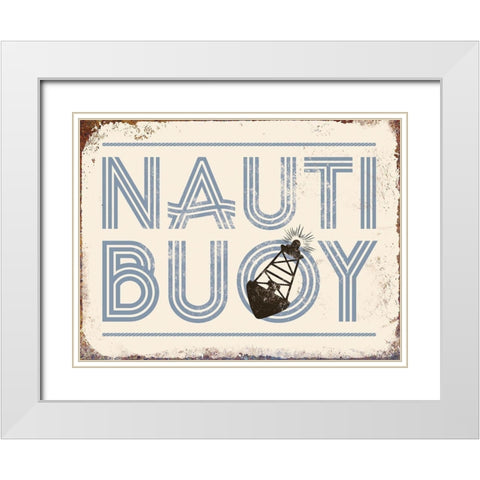 Punny Nautical V White Modern Wood Framed Art Print with Double Matting by Brando, J.J.