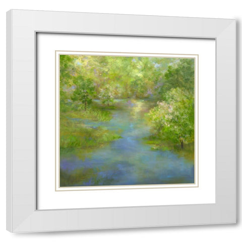 Spring Lake Reflections White Modern Wood Framed Art Print with Double Matting by Finch, Sheila