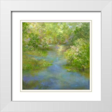 Spring Lake Reflections White Modern Wood Framed Art Print with Double Matting by Finch, Sheila