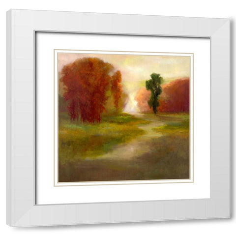 Autumn Trees White Modern Wood Framed Art Print with Double Matting by Finch, Sheila