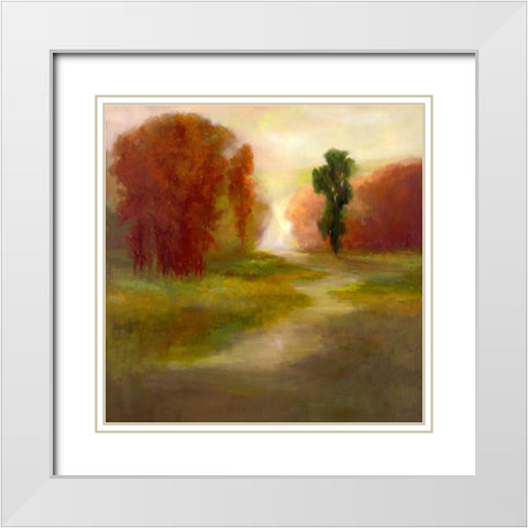 Autumn Trees White Modern Wood Framed Art Print with Double Matting by Finch, Sheila