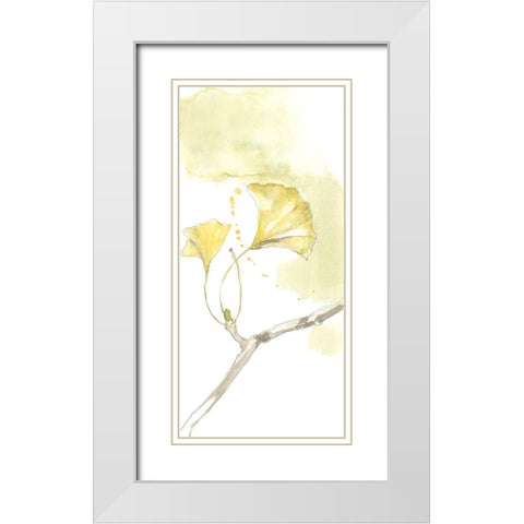 Ginkgo Triptych I White Modern Wood Framed Art Print with Double Matting by Goldberger, Jennifer
