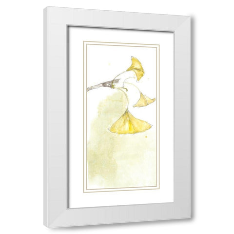 Ginkgo Triptych III White Modern Wood Framed Art Print with Double Matting by Goldberger, Jennifer