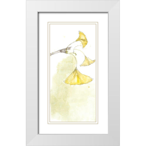 Ginkgo Triptych III White Modern Wood Framed Art Print with Double Matting by Goldberger, Jennifer