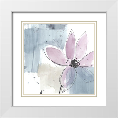 Blush Flower Splash VI White Modern Wood Framed Art Print with Double Matting by Goldberger, Jennifer