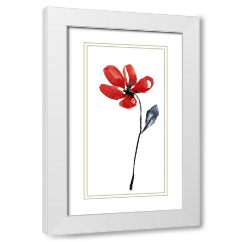 Sumi-e en Rouge II White Modern Wood Framed Art Print with Double Matting by Goldberger, Jennifer