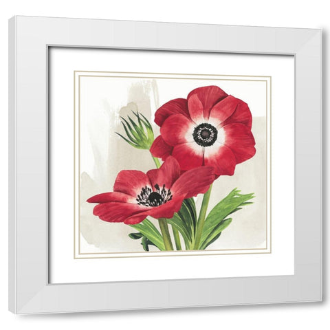 Crimson Anemones II White Modern Wood Framed Art Print with Double Matting by Popp, Grace