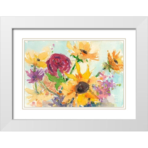 Bright Wild Flowers II White Modern Wood Framed Art Print with Double Matting by Dixon, Samuel