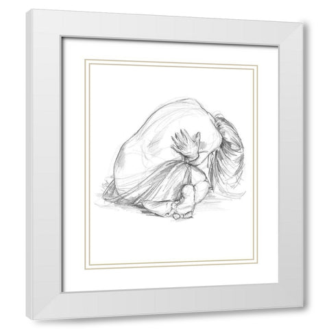 Sitting Pose III White Modern Wood Framed Art Print with Double Matting by Parker, Jennifer Paxton