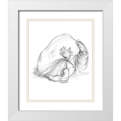 Sitting Pose III White Modern Wood Framed Art Print with Double Matting by Parker, Jennifer Paxton