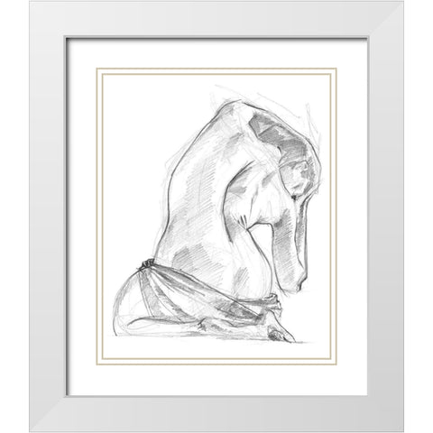 Sitting Pose IV White Modern Wood Framed Art Print with Double Matting by Parker, Jennifer Paxton