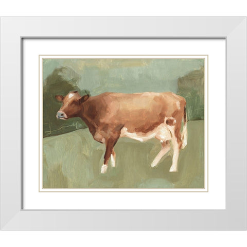 Bovine Field I White Modern Wood Framed Art Print with Double Matting by Scarvey, Emma