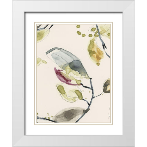 Leaf Branch Triptych II White Modern Wood Framed Art Print with Double Matting by Goldberger, Jennifer