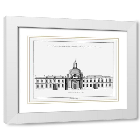 Architectural Elevation I White Modern Wood Framed Art Print with Double Matting by Diderot, Denis