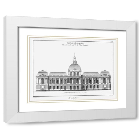 Architectural Elevation III White Modern Wood Framed Art Print with Double Matting by Diderot, Denis