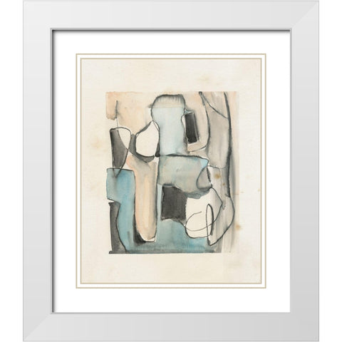 Subdued Abstract I White Modern Wood Framed Art Print with Double Matting by Parker, Jennifer Paxton